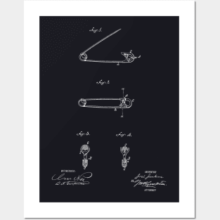 Safety Pin Vintage Patent Hand Drawing Posters and Art